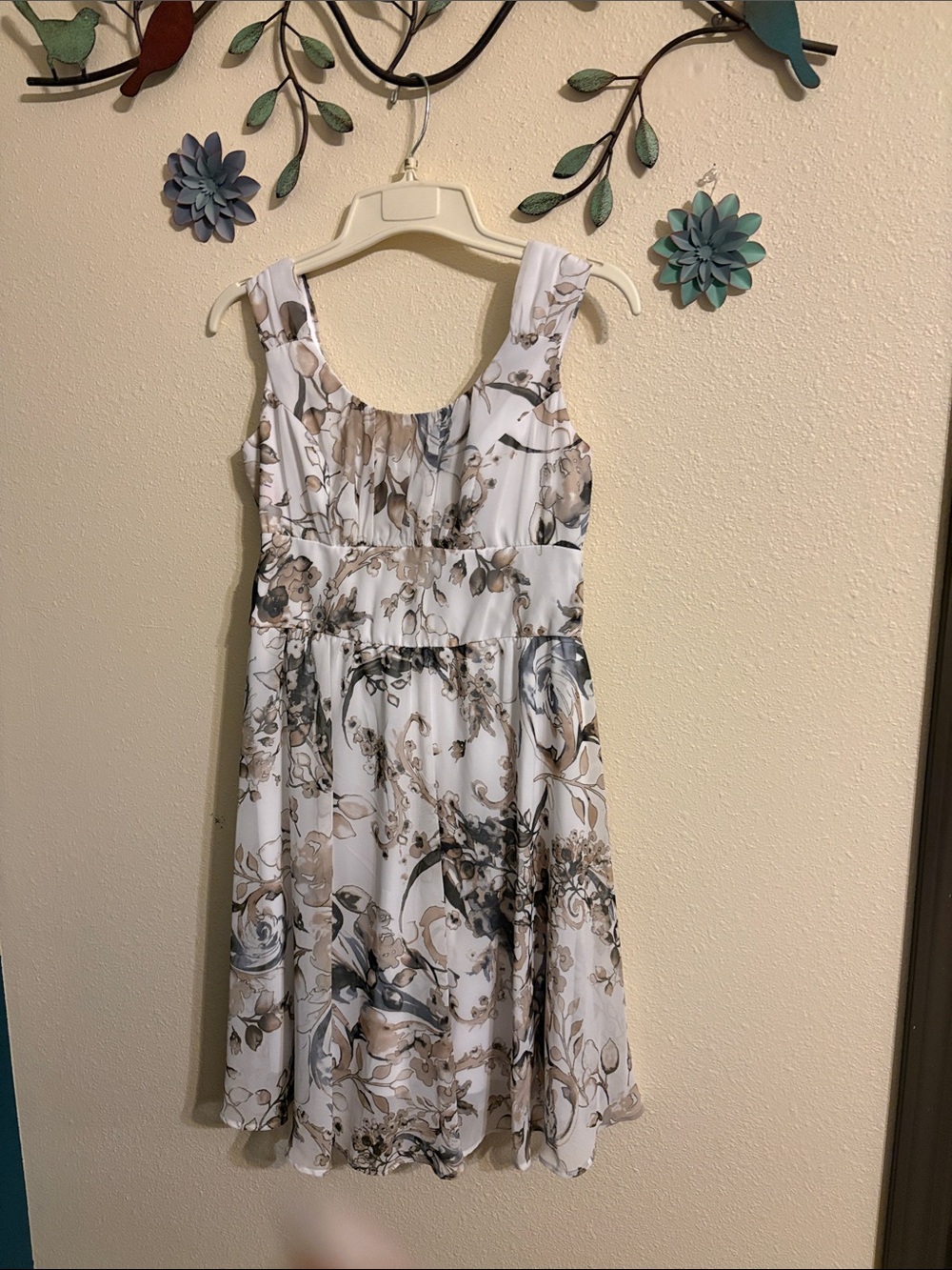 connected apparel Floral Midi Dress in Cream and beige